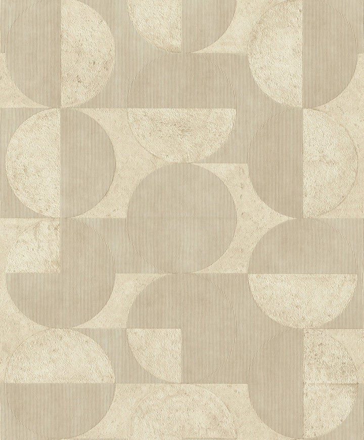 Barcelo Beige Circles Wallpaper by Advantage Designer Splash Covers about 57.5 square feet 20.9-in by 33-ft long roll Unpasted 15.7 - Swanky Fabrics -