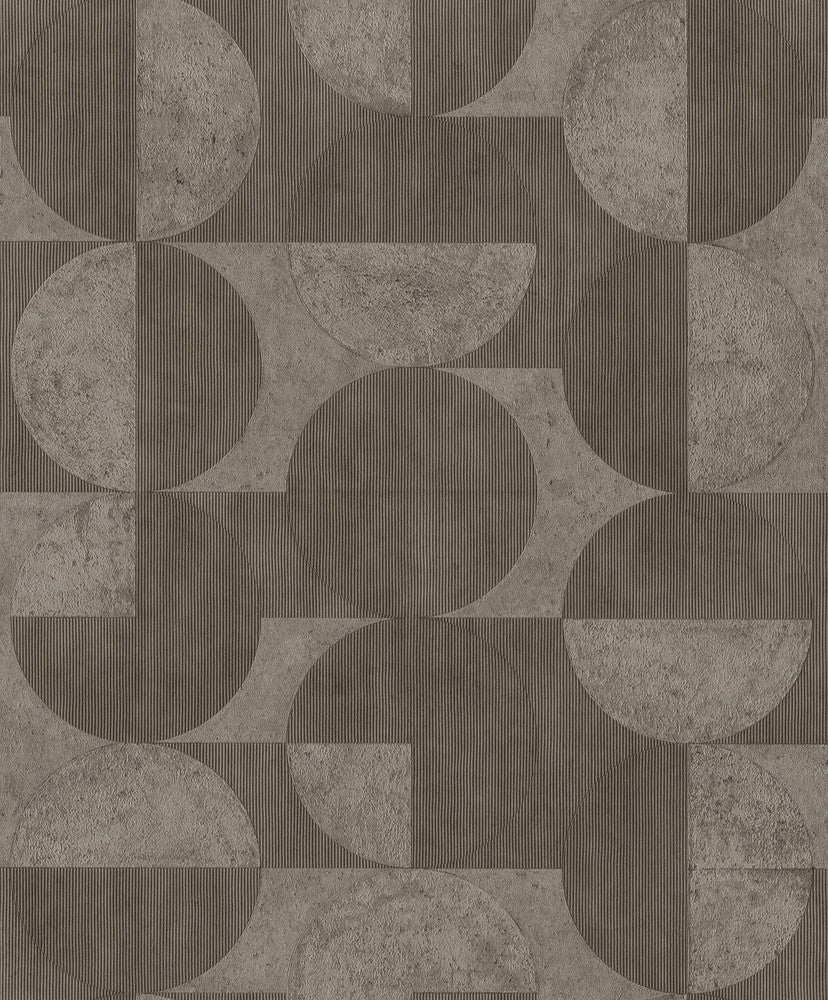 Barcelo Brown Circles Wallpaper by Advantage Designer Splash Covers about 57.5 square feet 20.9-in by 33-ft long roll Unpasted 15.7 - Swanky Fabrics -