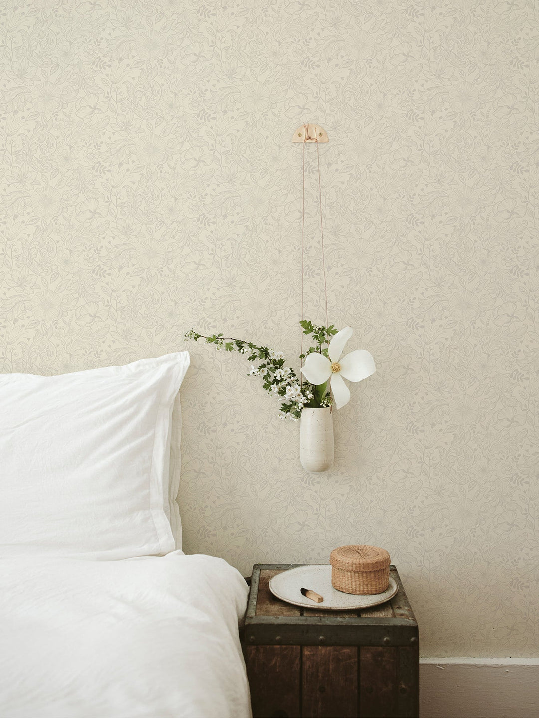 Wilma White Block Print Wallpaper by A-Street Prints Designer