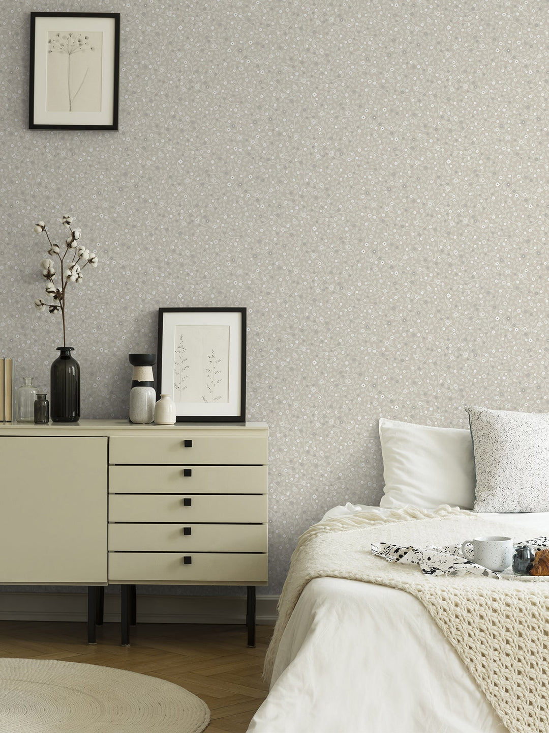Hummelvik Light Grey Daisy Trail Wallpaper by A-Street Prints Designer