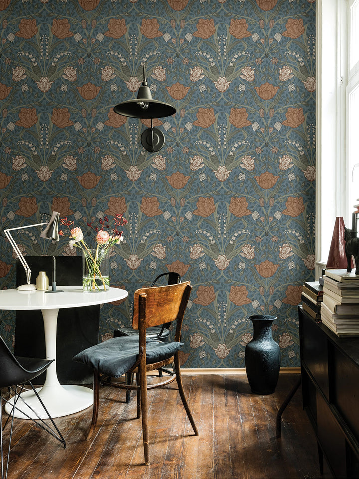 Filippa Blue Tulip Wallpaper by A-Street Prints Designer