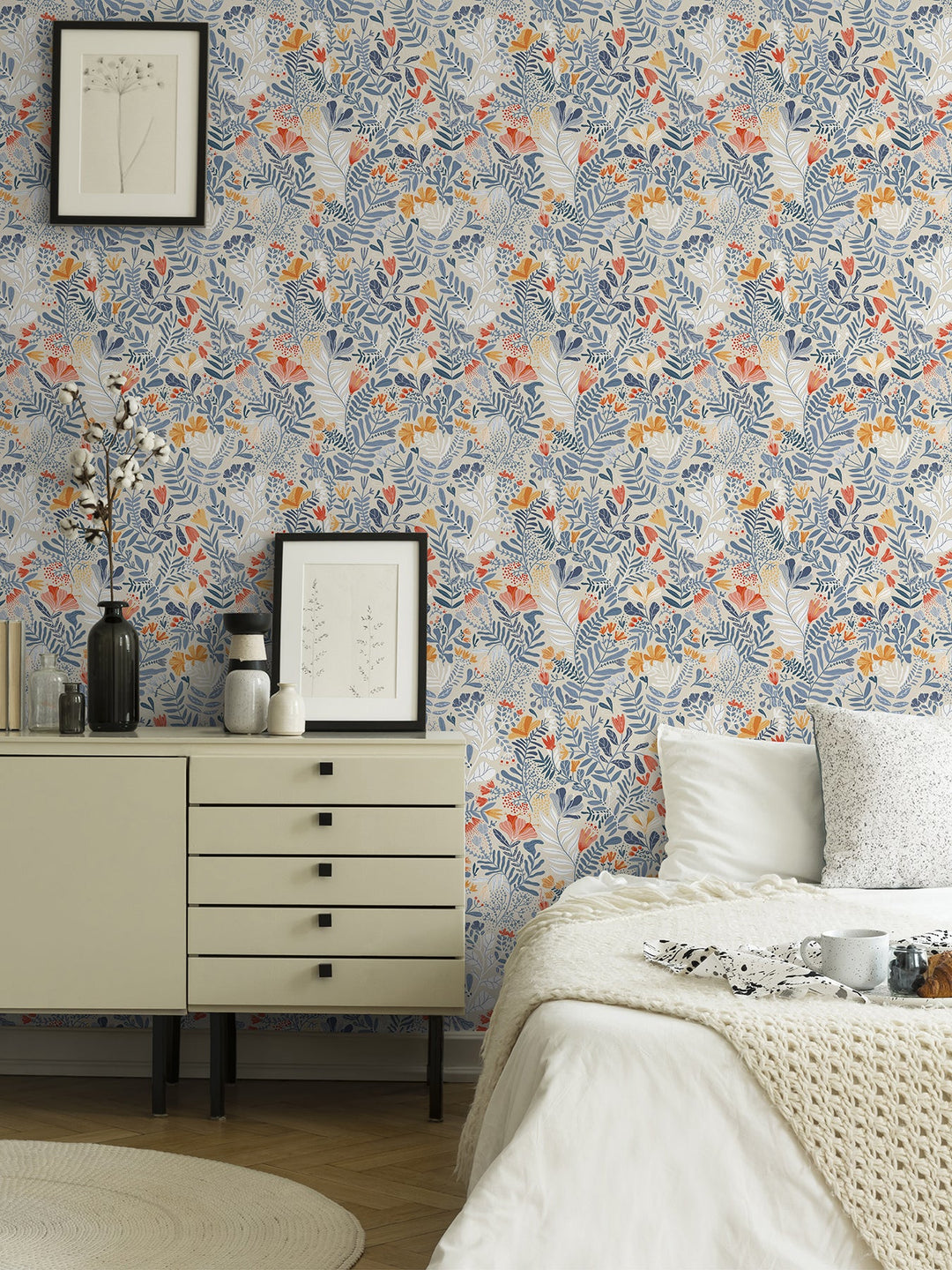Brittsommar Light blue Woodland Floral Wallpaper by A-Street Prints Designer