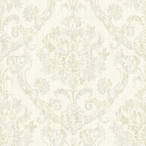 Shasta Beige Damask Wallpaper by Chesapeake Designer