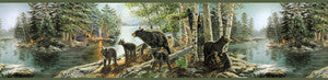 Bear Necessities Multicolor Mountain Lake Wallpaper by Chesapeake Designer
