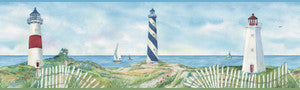 Eugene Blue Lighthouse Wallpaper by Chesapeake Designer
