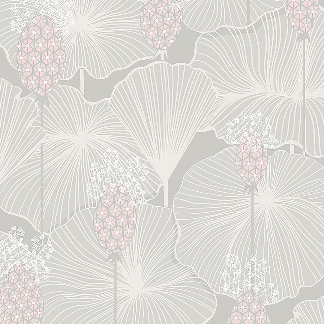 Umbrella Leaves Grey 3120 by Schumacher Designer Wallcovering
