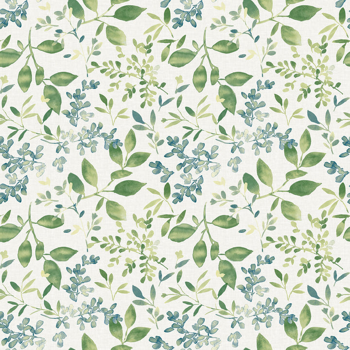 Tinker Green Woodland Botanical Wallpaper by Chesapeake Designer Flora & Fauna Covers about 56.4 square feet 20.5-in by 33-ft long roll Prepasted 10.5 - Swanky Fabrics -