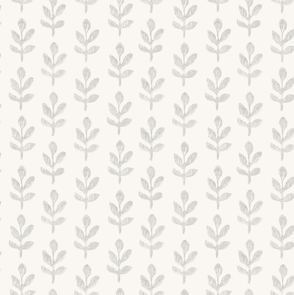 Whiskers Light Grey Leaf Wallpaper by Chesapeake Designer Homestead Covers about 56.4 square feet 20.5-in by 33-ft long roll Prepasted 5.13 - Swanky Fabrics -