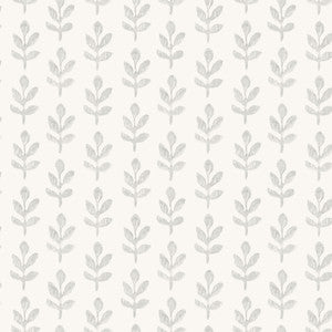Whiskers Light Grey Leaf Wallpaper by Chesapeake Designer