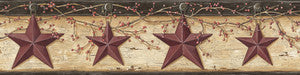 Ennis Maroon Rustic Barn Star Wallpaper by Chesapeake Designer