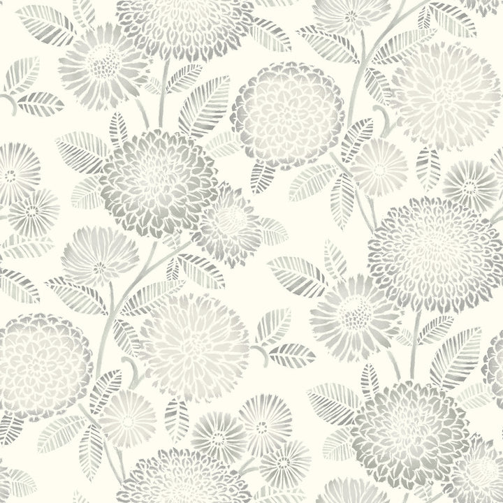 Zalipie Grey Floral Trail Wallpaper by Chesapeake Designer Kinfolk Covers about 56.4 square feet 20.5-in by 33-ft long roll Prepasted 20.5 - Swanky Fabrics -