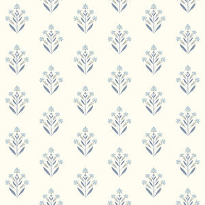 Kova Blue Floral Crest Wallpaper by Chesapeake Designer