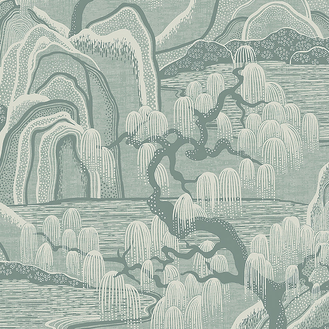 Indigo Garden Mineral 3131 by Schumacher Designer Wallcovering