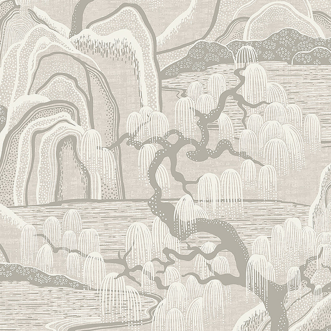 Indigo Garden Grey 3134 by Schumacher Designer Wallcovering