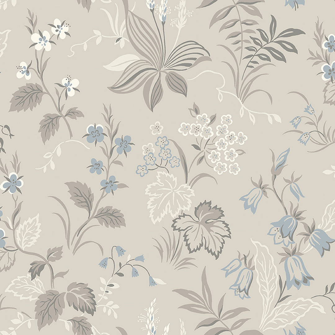 Folklore Dove And Blue 3263 by Schumacher Designer Wallcovering