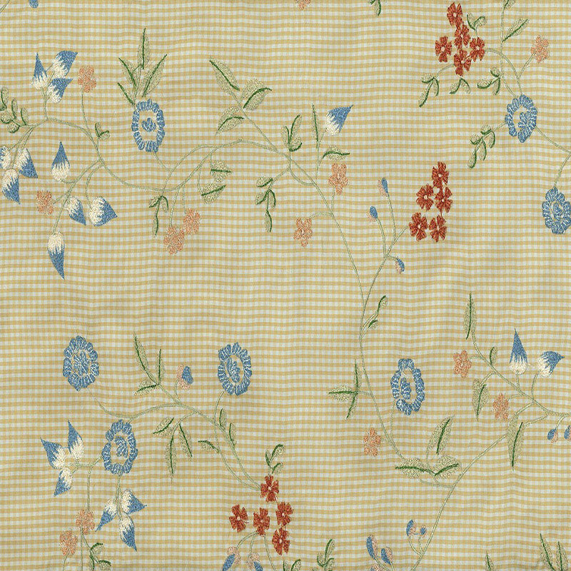 Elliston Floral Embroidery Sun Porch 3446001 by Schumacher Designer Fabric KEMPTON HOUSE S06 See Sample CHINA LIGHT DUTY </p><p>Repeat: Horizontal: 26 1/2" (67CM) and Vertical: 24 1/2" (62CM) 53" WIDE (135CM) - Swanky Fabrics -