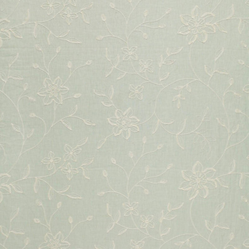 Georgia Linen Embroidery Aqua 3491000 by Schumacher Designer Fabric SCHUMACHER CHROMA SPR. '07 See Sample INDIA LIGHT DUTY </p><p>Repeat: Horizontal: 26" (66CM) and Vertical: 19 1/2" (50CM) 52" WIDE (132CM) - Swanky Fabrics -