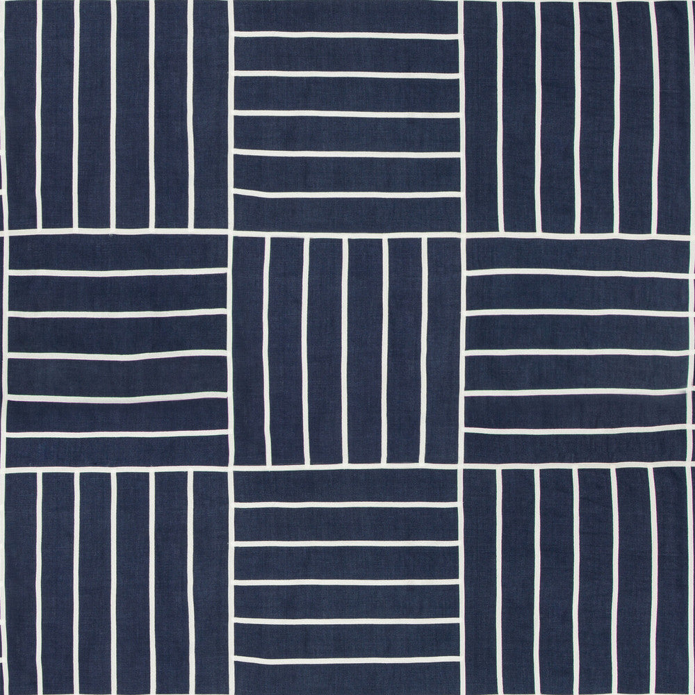 Local Grid Indigo by Kravet Design Designer Fabric BARCLAY BUTERA SAGAMORE LINEN - 93%;POLYESTER - 7% India - Horizontal: 26 and Vertical: 26 52 - Swanky Fabrics -
