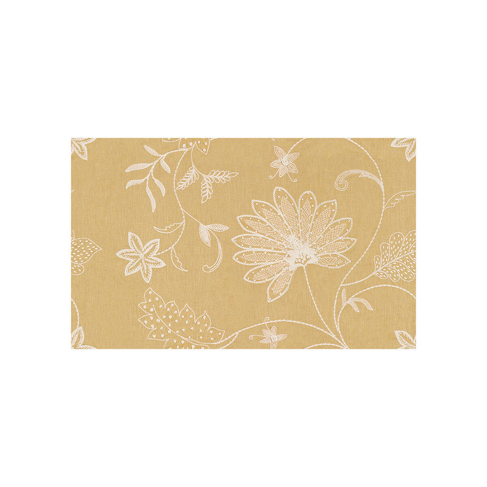 Hand Embroidery Saffron by Kravet Couture Designer Fabric MODERN COLORS II LINEN - 100% India - Horizontal: 25.5 and Vertical: 15.5 51 - Swanky Fabrics -