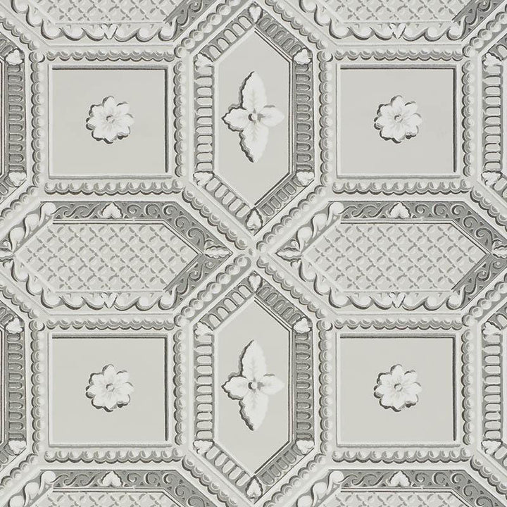 Lacunaria Dove 5009900 by Schumacher Designer Wallpaper Trompe L'Oeil 13.5" - Swanky Fabrics -
