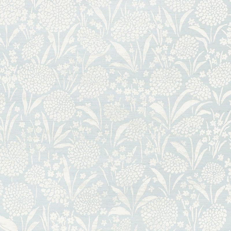 Chrysanthemum Sisal Sky 5009780 by Schumacher Designer Wallpaper Textured Wallcoverings & Printed Grasscloths 34.0" - Swanky Fabrics -
