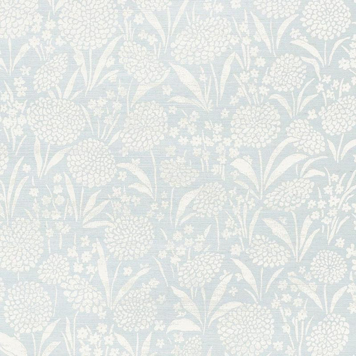 Chrysanthemum Sisal Sky 5009780 by Schumacher Designer Wallpaper Textured Wallcoverings & Printed Grasscloths 34.0" - Swanky Fabrics -