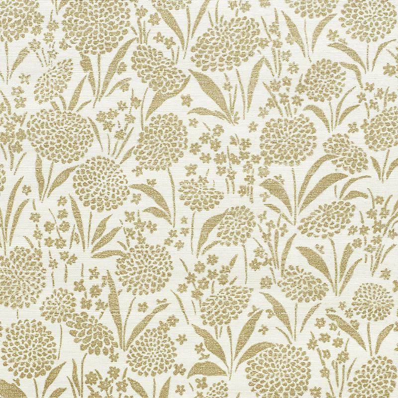 Chrysanthemum Sisal Gold 5009782 by Schumacher Designer Wallpaper Textured Wallcoverings & Printed Grasscloths 34.0" - Swanky Fabrics -