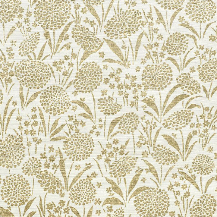 Chrysanthemum Sisal Gold 5009782 by Schumacher Designer Wallpaper Textured Wallcoverings & Printed Grasscloths 34.0" - Swanky Fabrics -