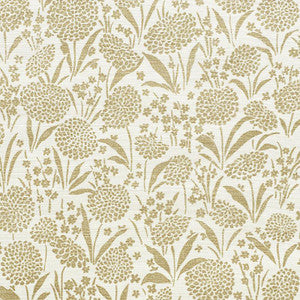 Chrysanthemum Sisal Gold 5009782 by Schumacher Designer Wallpaper