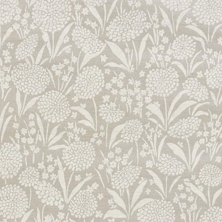 Chrysanthemum Hemp Shimmer Moonstone 5009790 by Schumacher Designer Wallpaper Textured Wallcoverings & Printed Grasscloths 34.0" - Swanky Fabrics -