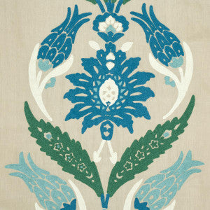 Anagada Embroidery Peacock 74141 by Schumacher Designer Fabric