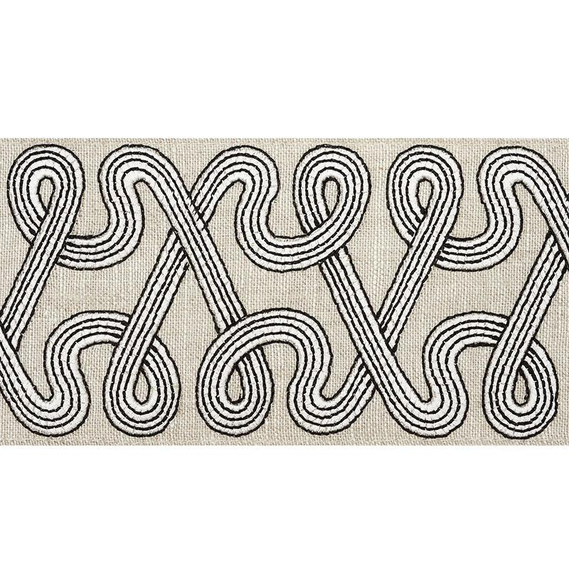 Freeform Embroidered Tape Graphite 76732 by Schumacher Designer Trim Freehand 3.88" - Swanky Fabrics -