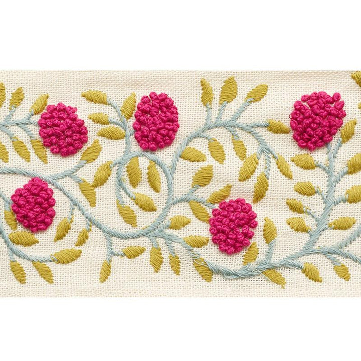 Ashoka Tape Magenta & Leaf 76293 by Schumacher Designer Trim Palampore 11.25" - Swanky Fabrics -