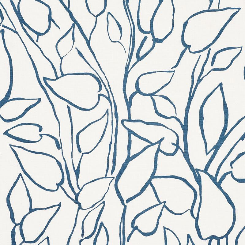 Solandra Vine Blue 178700 by Schumacher Designer Fabric Freehand 26.88" - Swanky Fabrics -