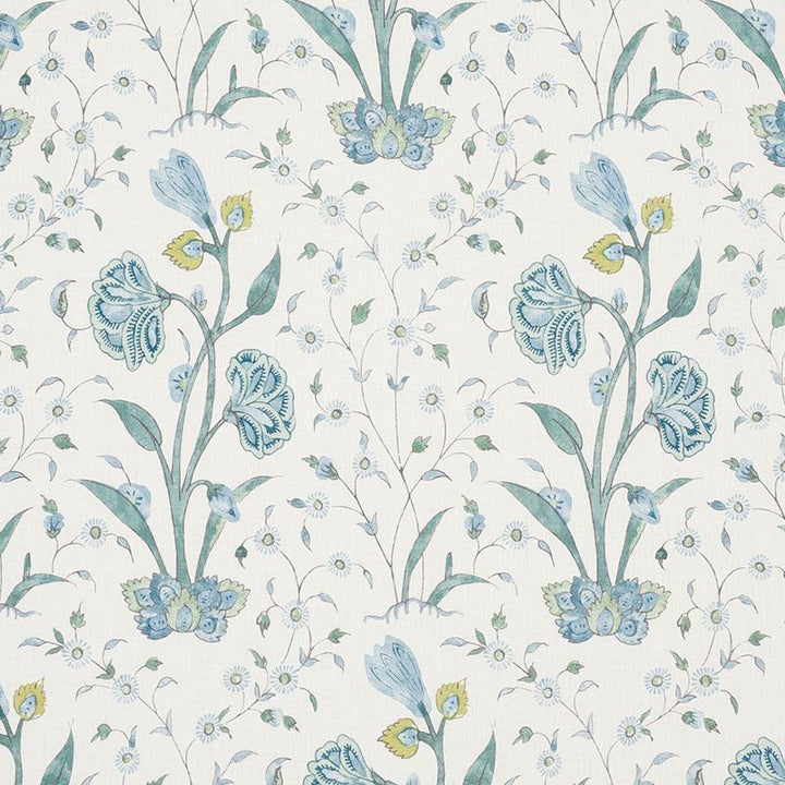 Khilana Floral Peacock 178331 by Schumacher Designer Fabric Palampore 6.75" - Swanky Fabrics -