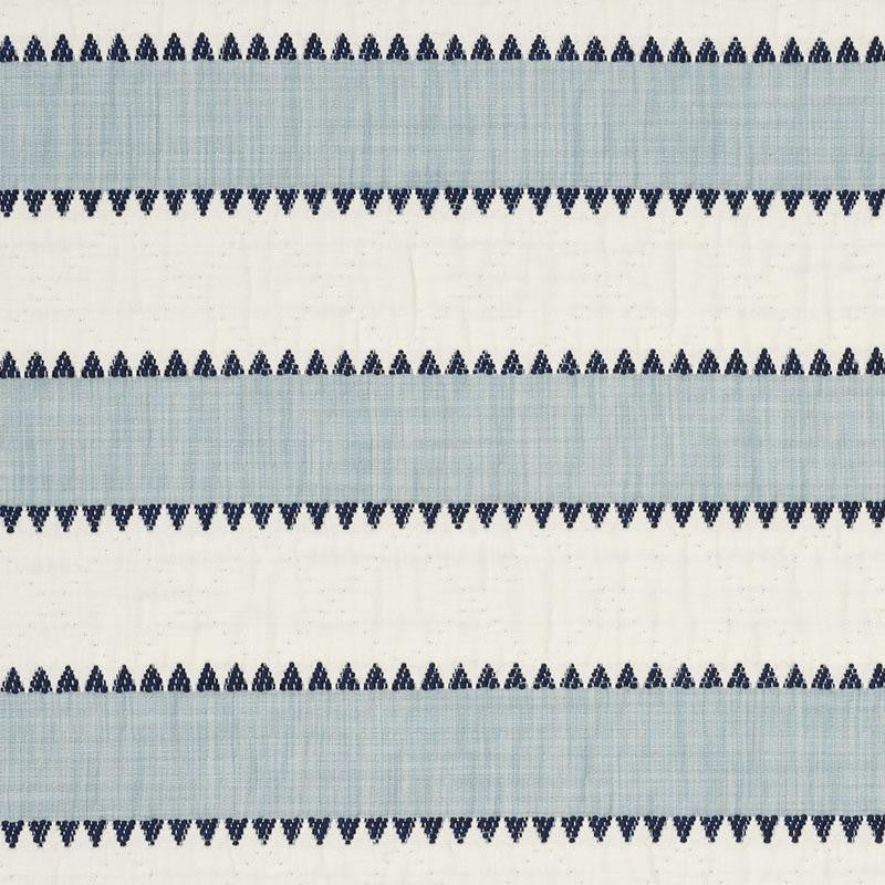 Isolde Stripe Matelass Sky 76750 by Schumacher Designer Fabric Folk Art 1.75" - Swanky Fabrics -