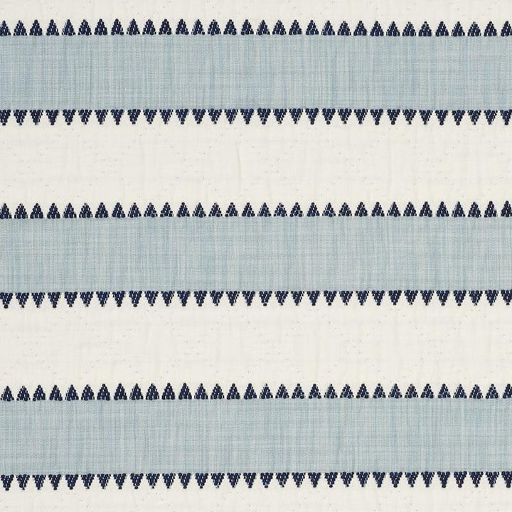 Isolde Stripe Matelass Sky 76750 by Schumacher Designer Fabric Folk Art 1.75" - Swanky Fabrics -