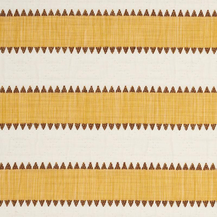 Isolde Stripe Matelass Yellow 76752 by Schumacher Designer Fabric Folk Art 1.75" - Swanky Fabrics -