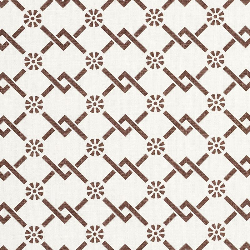 Fretwork Flower Chestnut 178312 by Schumacher Designer Fabric Timothy Corrigan 2.75" - Swanky Fabrics -