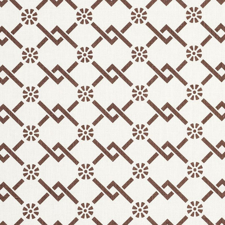 Fretwork Flower Chestnut 178312 by Schumacher Designer Fabric Timothy Corrigan 2.75" - Swanky Fabrics -
