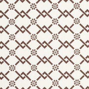 Fretwork Flower Chestnut 178312 by Schumacher Designer Fabric