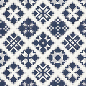 Tristan Patchwork Indigo 76760 by Schumacher Designer Fabric