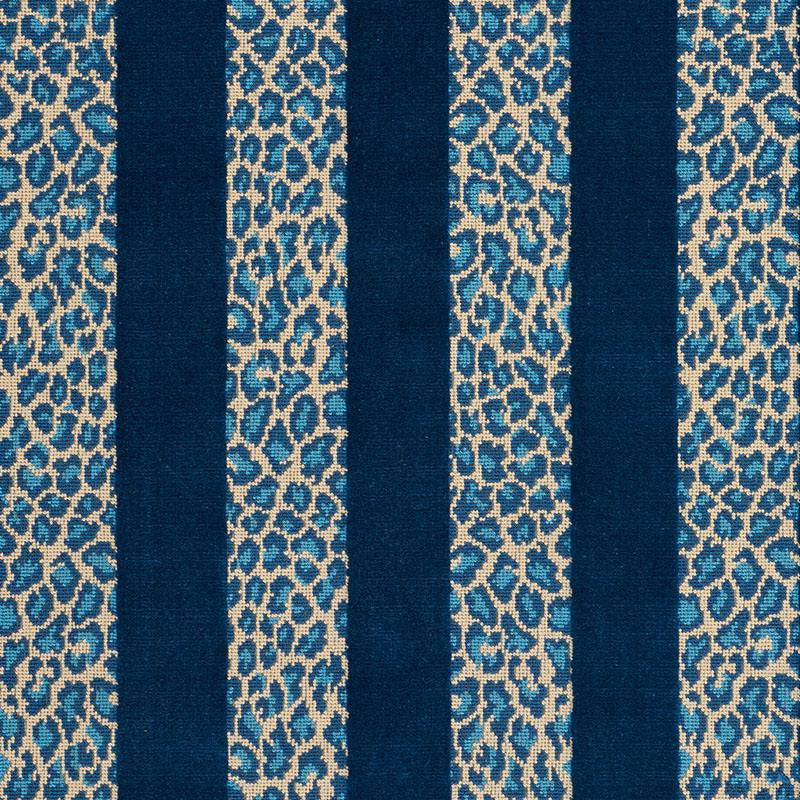 Guepard Stripe Velvet Mediterranean 77140 by Schumacher Designer Fabric Timothy Corrigan 13.5" - Swanky Fabrics -