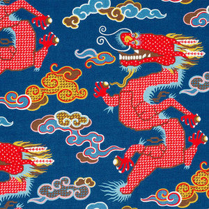 Magical Ming Dragon Navy 178590 by Schumacher Designer Fabric