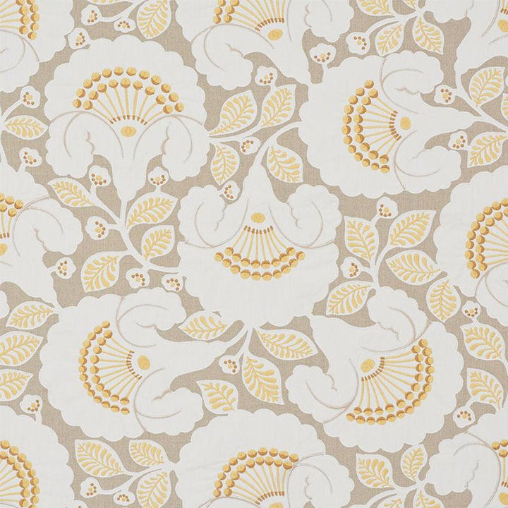 Jackie Appliqu Embroidery Natural 77300 by Schumacher Designer Fabric Wallflowers 25.38" - Swanky Fabrics -