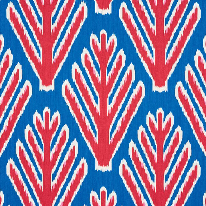 Bodhi Tree Blue & Red 178561 by Schumacher Designer Fabric Johnson Hartig 13.5" - Swanky Fabrics -