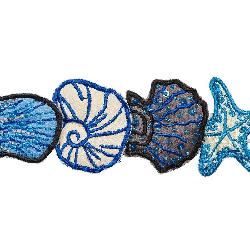 Sea Treasures Tape Blue 77260 by Schumacher Designer Trim Johnson Hartig - Swanky Fabrics -