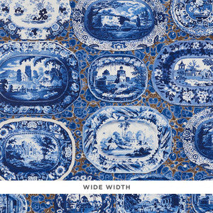 Plates & Platters Blue 5010410 by Schumacher Designer Wallpaper