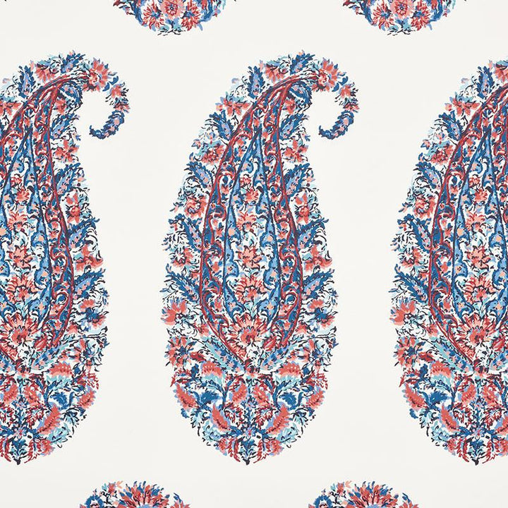 Shirala Paisley Delft & Rose 5009970 by Schumacher Designer Wallpaper Palampore 6.75" - Swanky Fabrics -