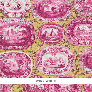 Plates & Platters Magenta & Yellow 5010412 by Schumacher Designer Wallpaper